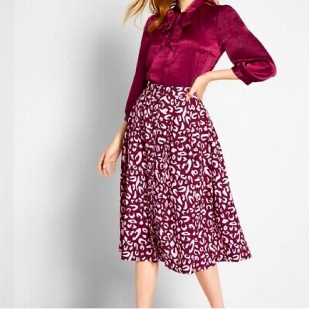 ModCloth Leopard Print Skirt Large L 12